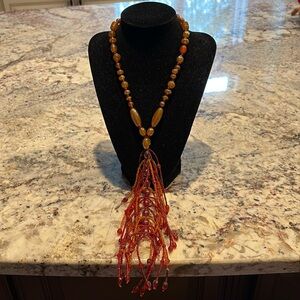 Elegant Beaded Necklace with Tassel